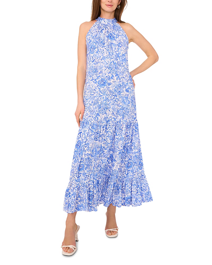VINCE CAMUTO High Neck Sleeveless Dress BLUE L