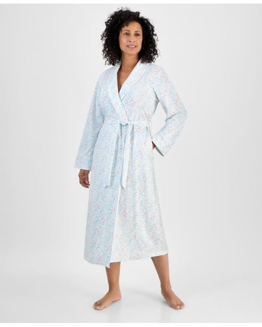 CHARTER CLUB Cotton Printed Robe LEAFY FLOR XS