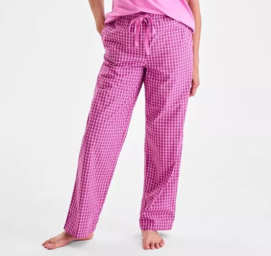 CHARTER CLUB Cotton Poplin Pajama Pants PINK L