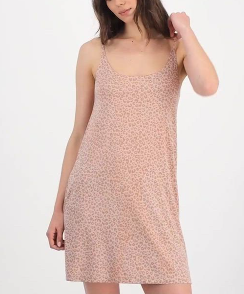 STATE OF DAY Solid Shelf-Bra Chemise LEOPARD L
