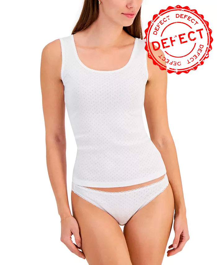 NWD CHARTER CLUB Cotton Pointelle Tank Top WHITE L