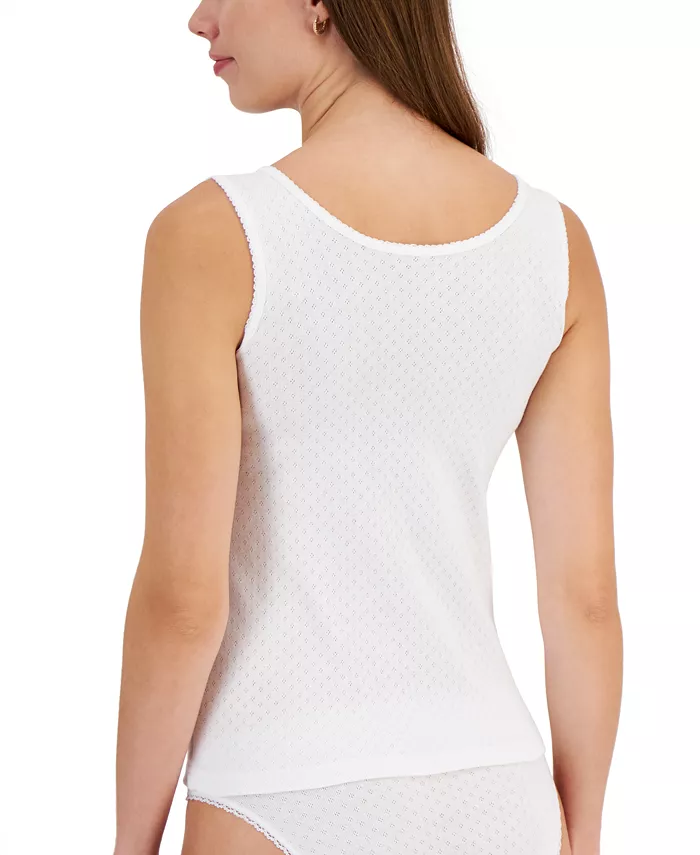 NWD CHARTER CLUB Cotton Pointelle Tank Top WHITE L