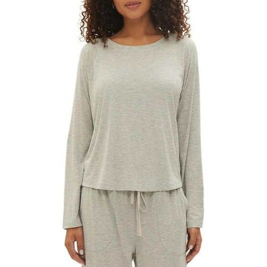 GAPBODY Long Sleeve Pajama Top with Round Neck GREY M