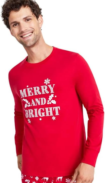 FAMILY PJS It Merry & Bright Pajama Top RED M