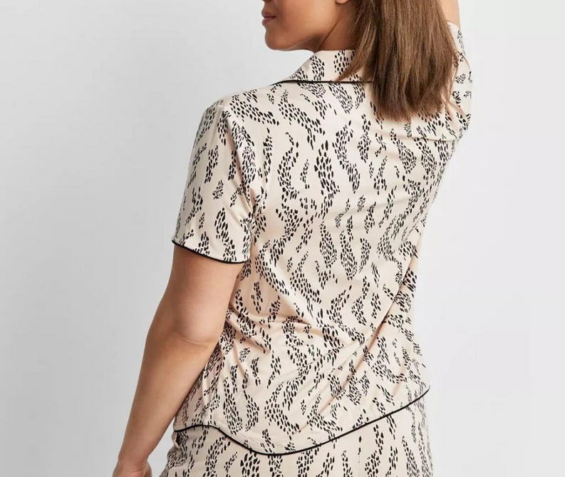 STATE OF DAY Top pajama Short-Sleeve Notched BEIGE XS