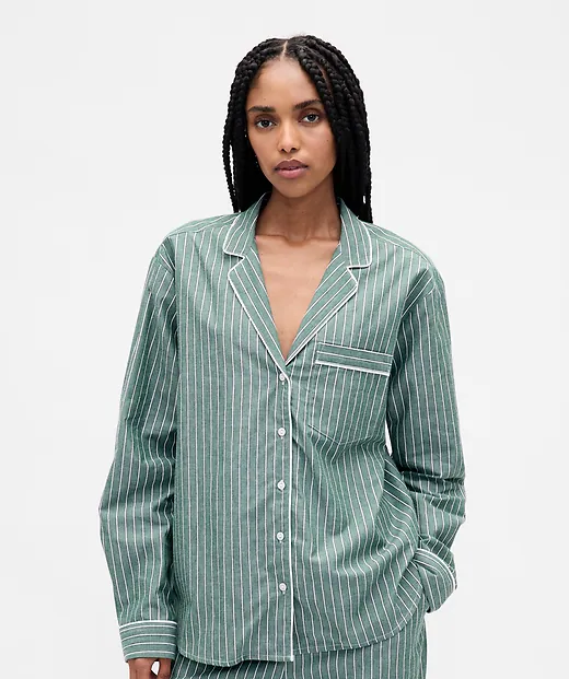 GAPBODY Poplin PJ Shirt GREEN S