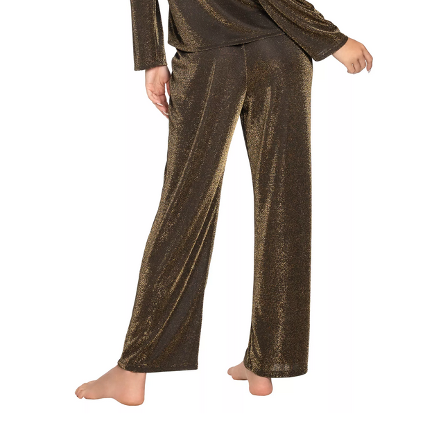 LINEA DONATELLA Metallic Lurex Knit Pajama pants GOLD L