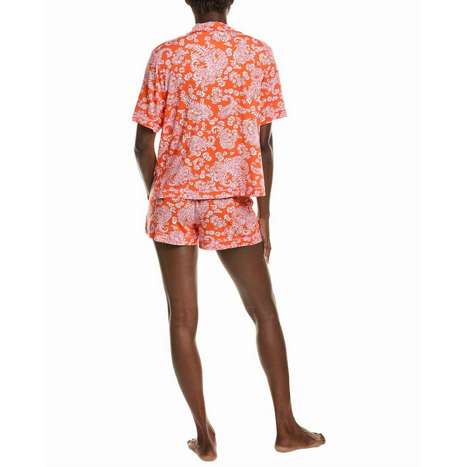 MISMATCHED SANCTUARY Pajama Top Short Sleeve Lounge Shorts Set FLORAL RED S/M