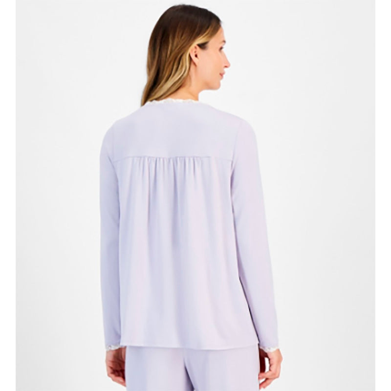 CHARTER CLUB Lace-Trim Henley Pajama Top LILA XS