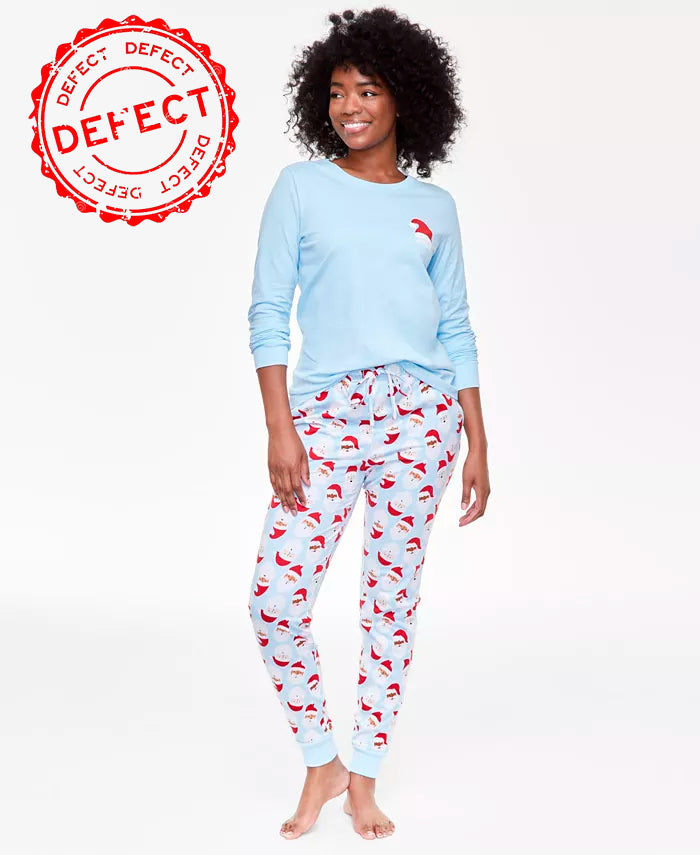 NWD HOLIDAY LANE Santa Cotton Matching Family Pajamas Set BLUE S