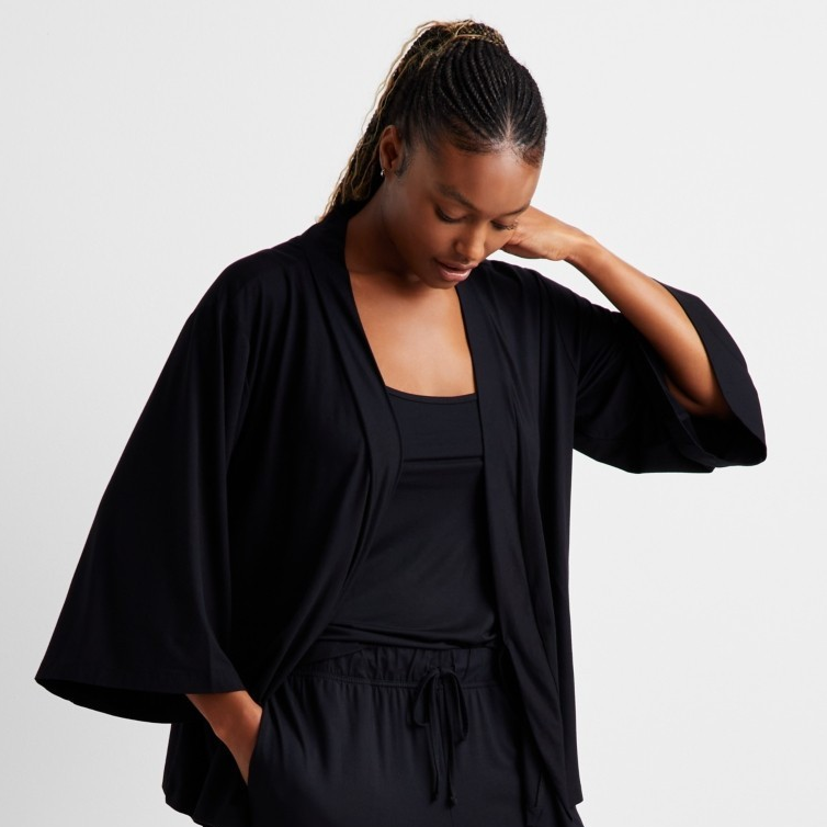 STATE OF DAY Fluid Knit Robe BLACK S
