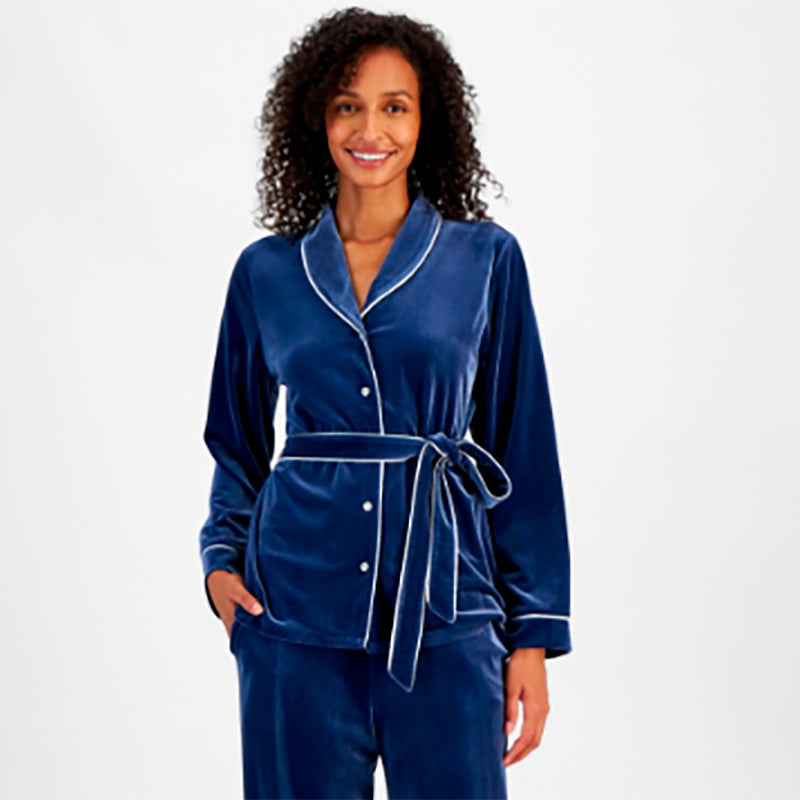 I.N.C Velvet Shawl Pajama Robe NAVY L