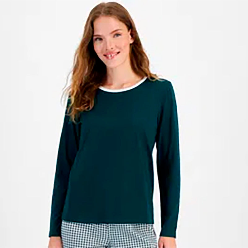 CHARTER CLUB Long-sleeve Pajama Top GREEN S