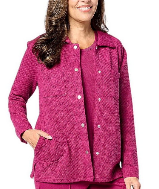 MUK LUKS Quilted Lounge Shacket PINK TS