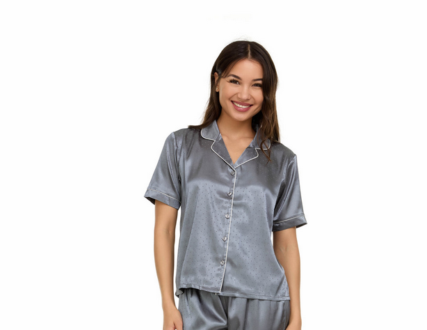 FLORA NIKROOZ Jamie Notch Pajama Top GREY XL