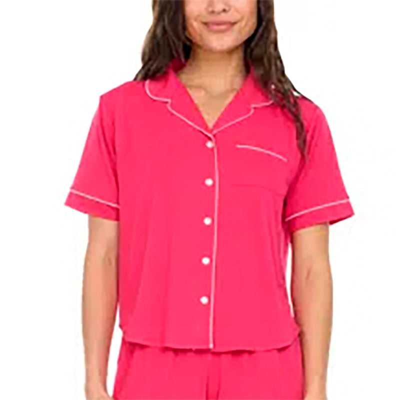 FLORA NIKROOZ Button Down Shorty Pajama top PINK L