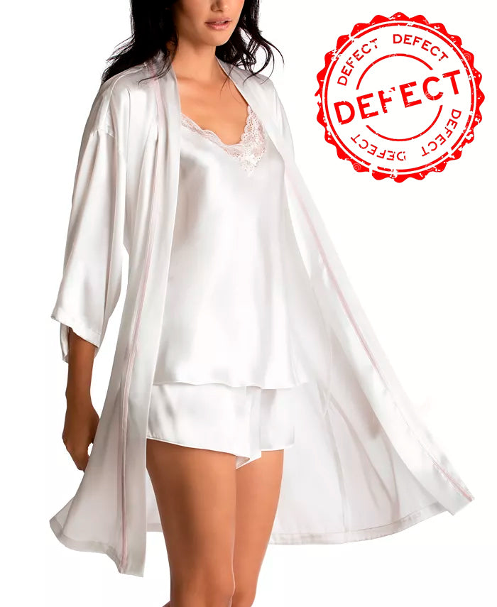 NWD LINEA DONATELLA Bride Satin Wrap Robe, Cami & Tap Shorts Set WHITE S