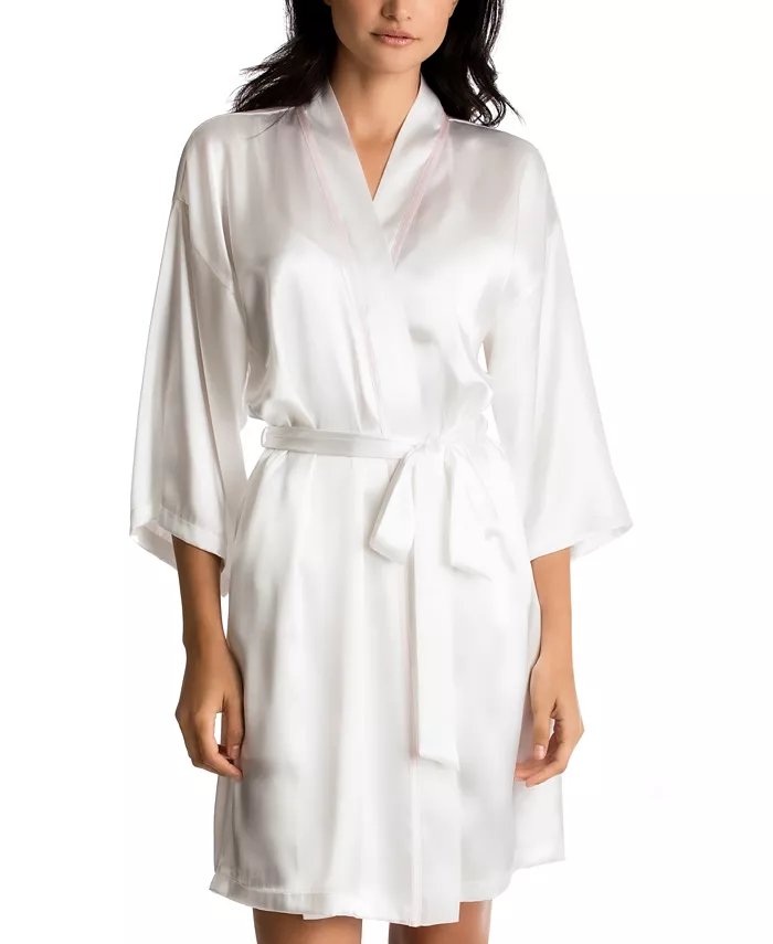 NWD LINEA DONATELLA Bride Satin Wrap Robe, Cami & Tap Shorts Set WHITE S