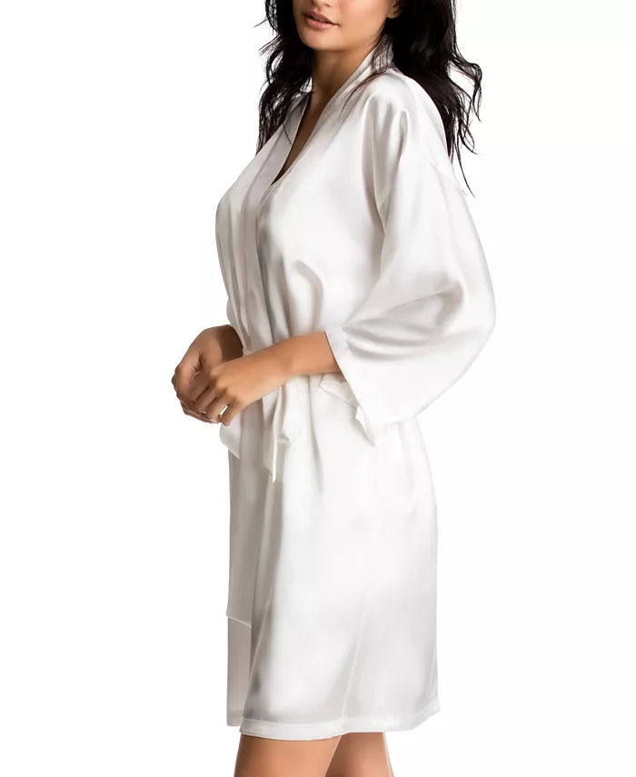 NWD LINEA DONATELLA Bride Satin Wrap Robe, Cami & Tap Shorts Set WHITE S