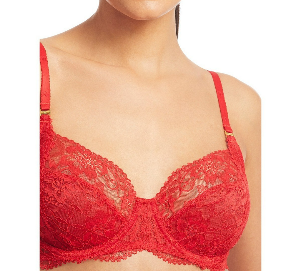 RALPH LAUREN Underwire Unlined Lace Full Coverage RED