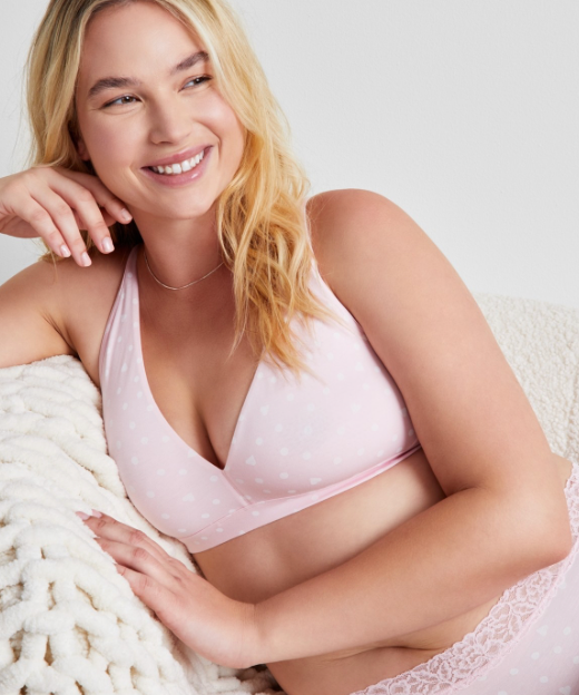 STATE OF DAY Cotton Blend Bralette PINK S