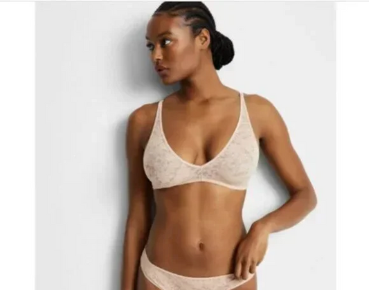 STATE OF DAY Mesh Lace Bralette NUDE L