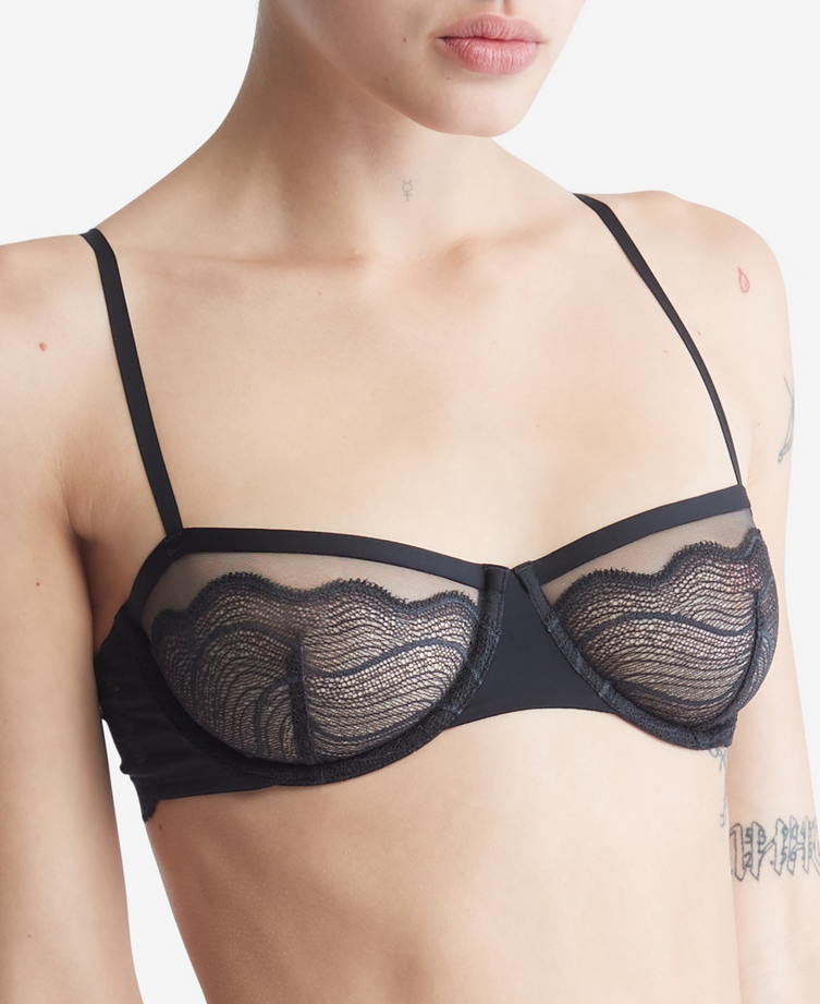 CALVIN KLEIN Graphic Lace Unlined Balconette Bra BLACK 34A