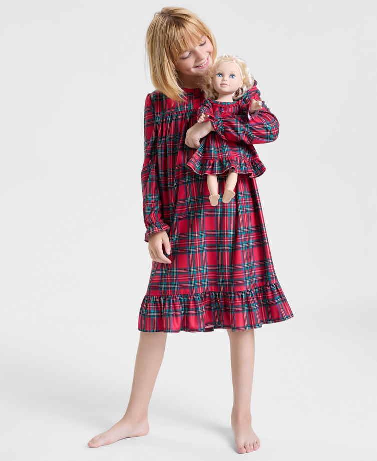 HOLIDAY LANE 2 Pieces Brinkley Plaid Nightgown with Doll Dress RED S