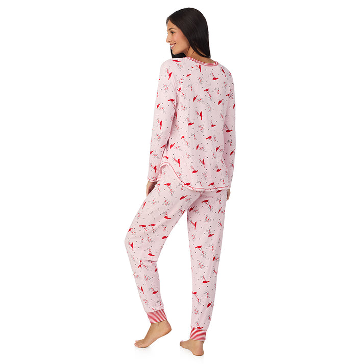 CUDDL DUDS Brushed Sweater Knit Long Sleeve Top with Jogger 2-Pc PINK L