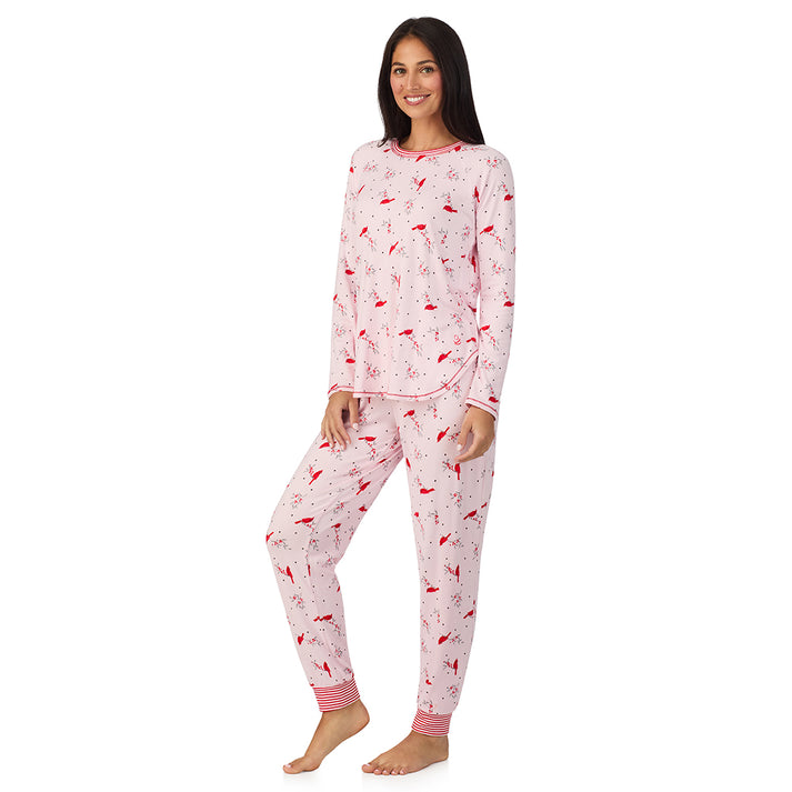 CUDDL DUDS Brushed Sweater Knit Long Sleeve Top with Jogger 2-Pc PINK L