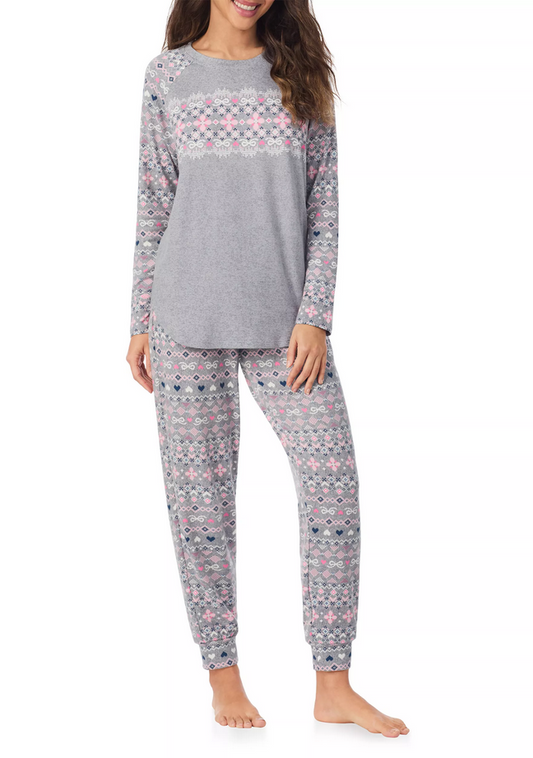 CUDDL DUDS Crew Neck Top and Joggers Pajama Set GRAY