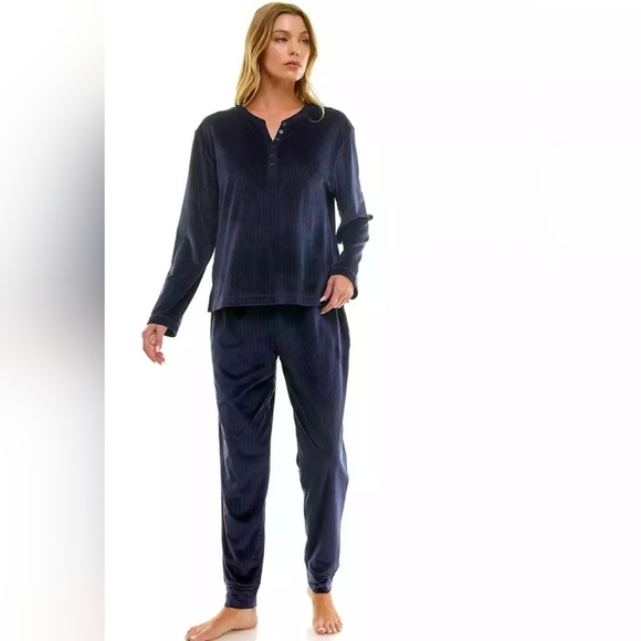 ROUDELAIN 2 PIECE LOUNGEWEAR SET NAVY BLUE