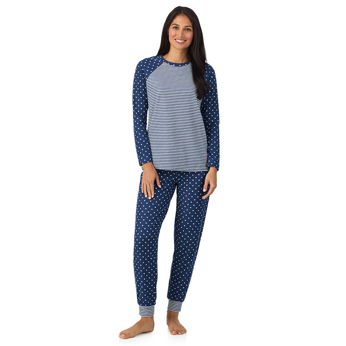 CUDDL DUDS Long Sleeve with Jogger Pajama Set BLUE M