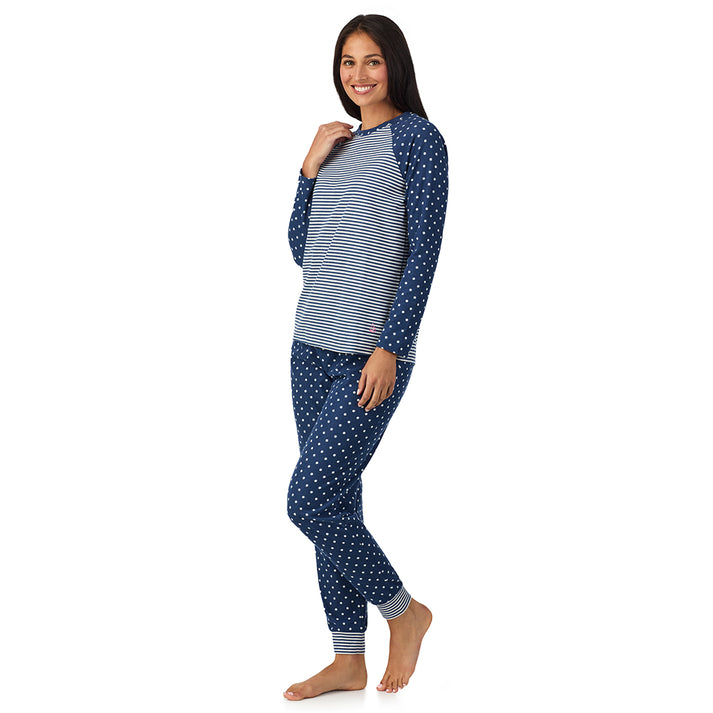 CUDDL DUDS Long Sleeve with Jogger Pajama Set BLUE M