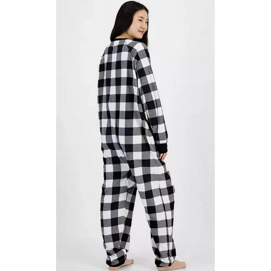 FAMILY PJS Checkered One-Piece Pajamas BLACK S