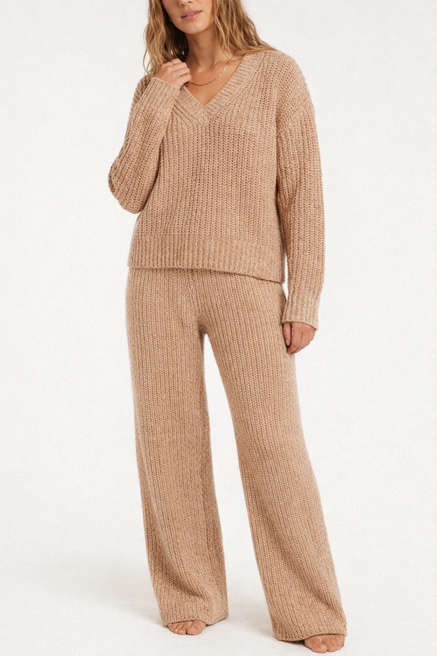 STATE OF DAY Brown Waffle Knit Lounge Set BROWN