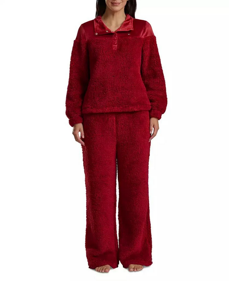 TOMMY HILFIGER 2-Piece Long Sleeves Sherpa Set RED XL