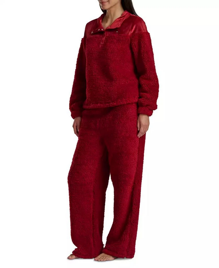 TOMMY HILFIGER 2-Piece Long Sleeves Sherpa Set RED XL