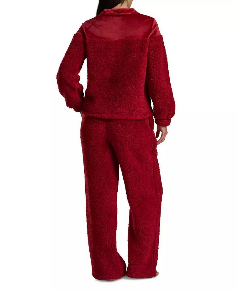 TOMMY HILFIGER 2-Piece Long Sleeves Sherpa Set RED XL