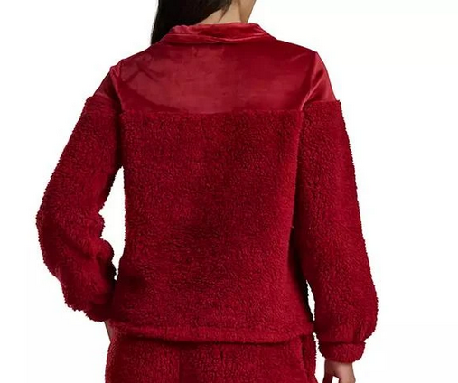 TOMMY HILFIGER 2-Piece Long Sleeves Sherpa Top RED XL