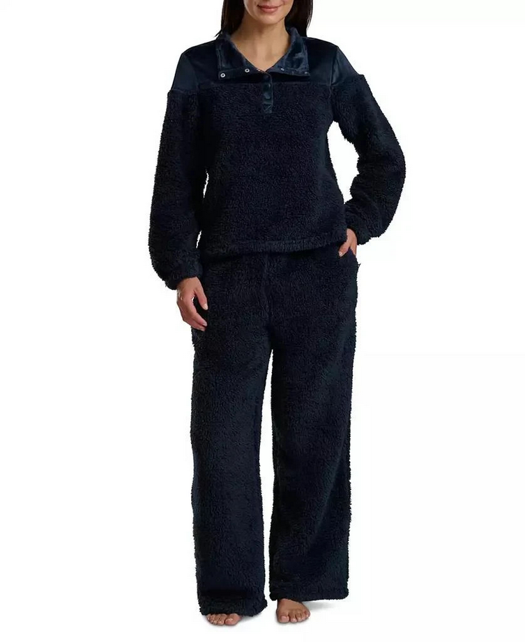 TOMMY HILFIGER Sky Captain Sherpa Fleece Lounge 2 Piece NAVY BLUE L
