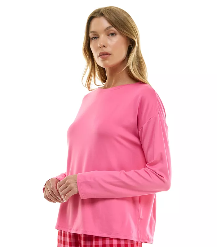 ROUDELAIN Long-Sleeve Drop Shoulder Top PINK L
