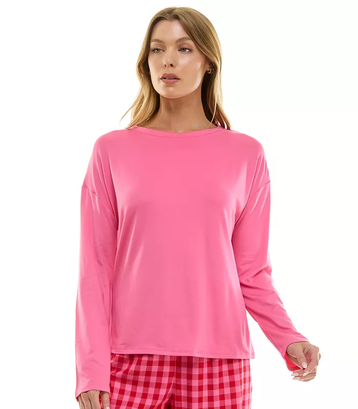 ROUDELAIN Long-Sleeve Drop Shoulder Top PINK L