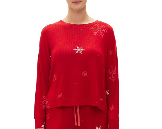 GAPBODY Long-Sleeve Jogger Pajama top RED S