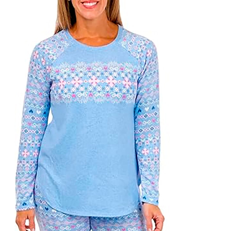 CUDDL DUDS Brushed Sweater Knit Long Sleeve Pajama Top BLUE M