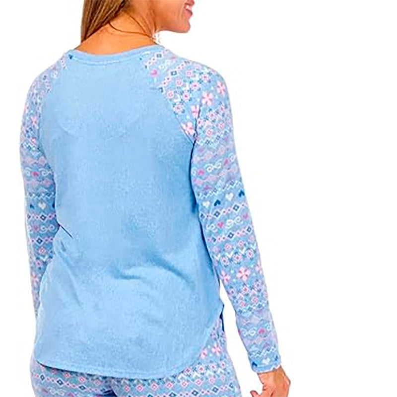CUDDL DUDS Brushed Sweater Knit Long Sleeve Pajama Top BLUE M