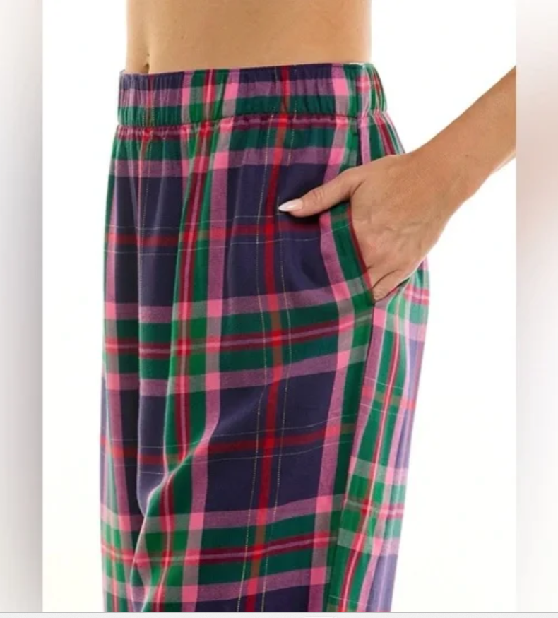 ROUDELAIN Plaid Flannel Pajama Bottoms GINGERBREAD