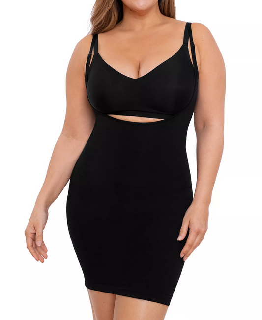 SHAPERMINT Open Bust Shaper Slip Dress BLACK XL