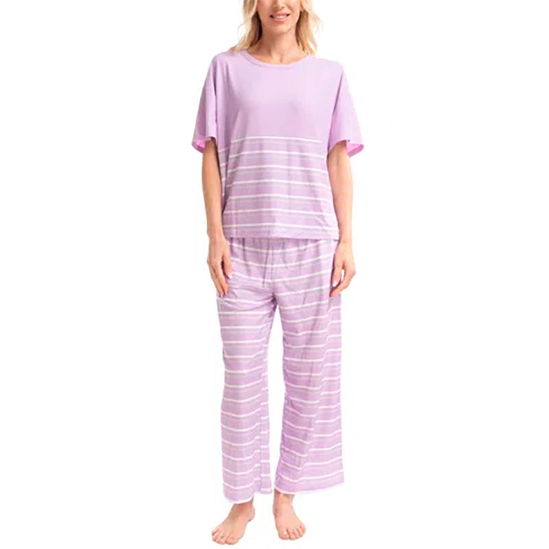 MUK LUKS Nautical Ribbed Lounge Pajama Set PURPLE S