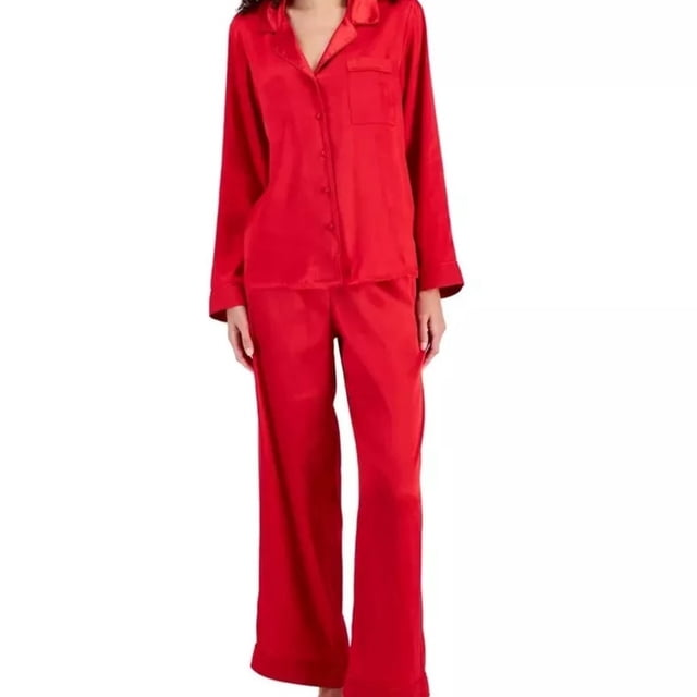 I.N.C Notch Collar Pajama Set RED M